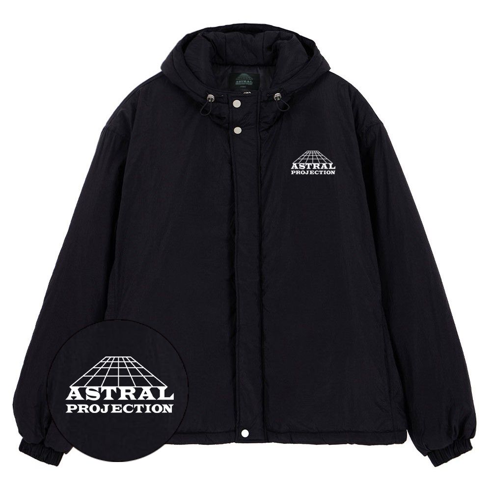MUSINSA | ASTRAL PROJECTION Signature Logo Hoodie Padded Jacket_Black