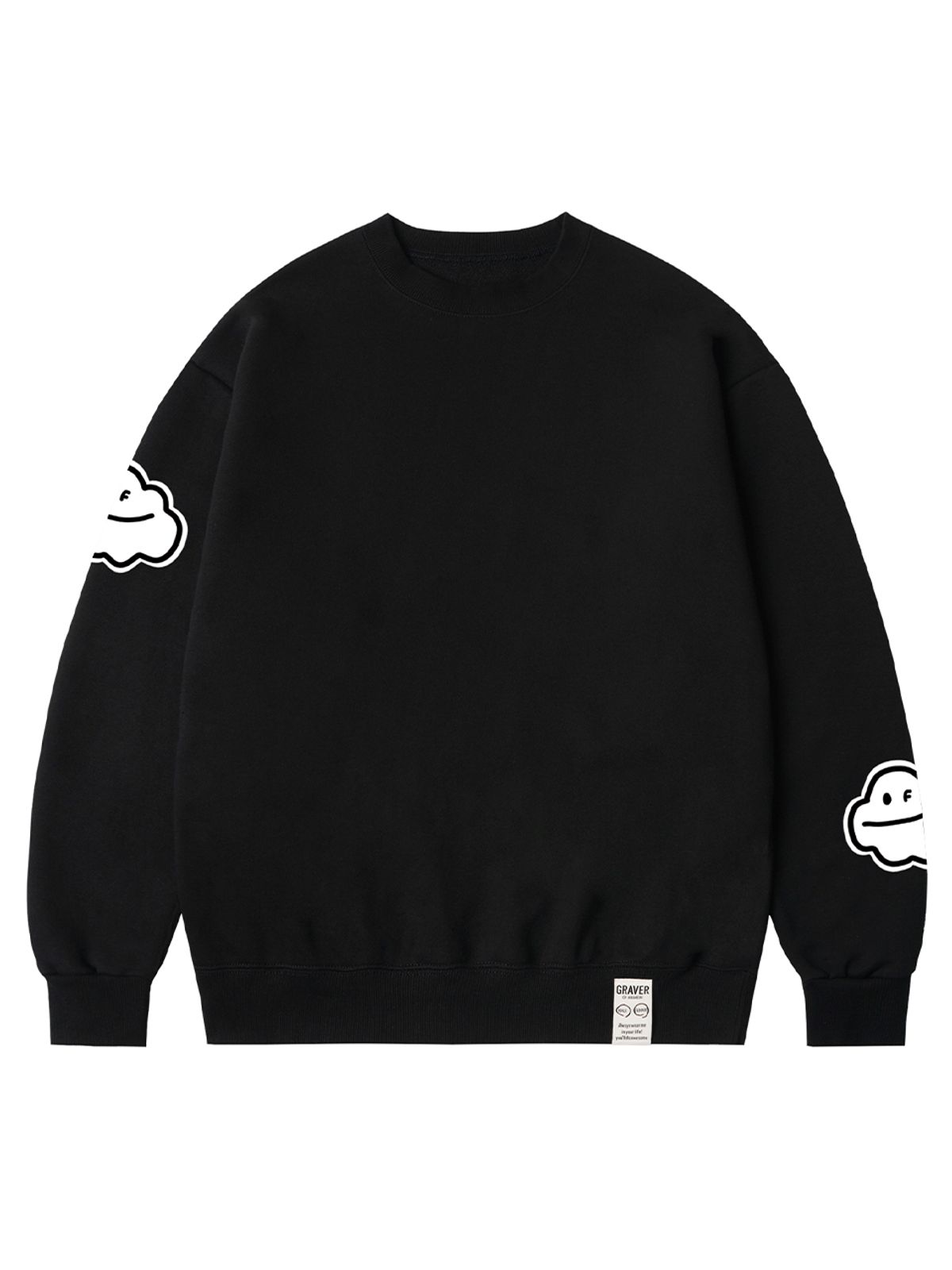 그레이버(GRAVER) [UNISEX]멀티 구름 스마일 드로잉 맨투맨_블랙