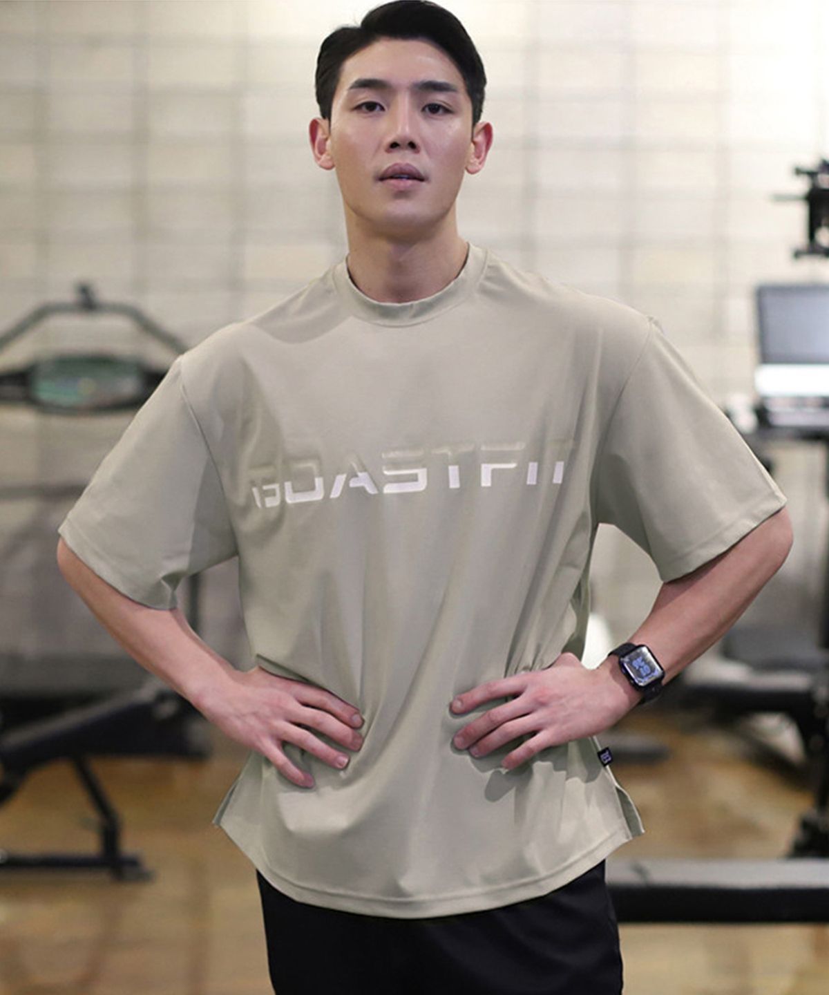 보스트핏(BOASTFIT) 오버핏 기능성 반팔티셔츠 베이지