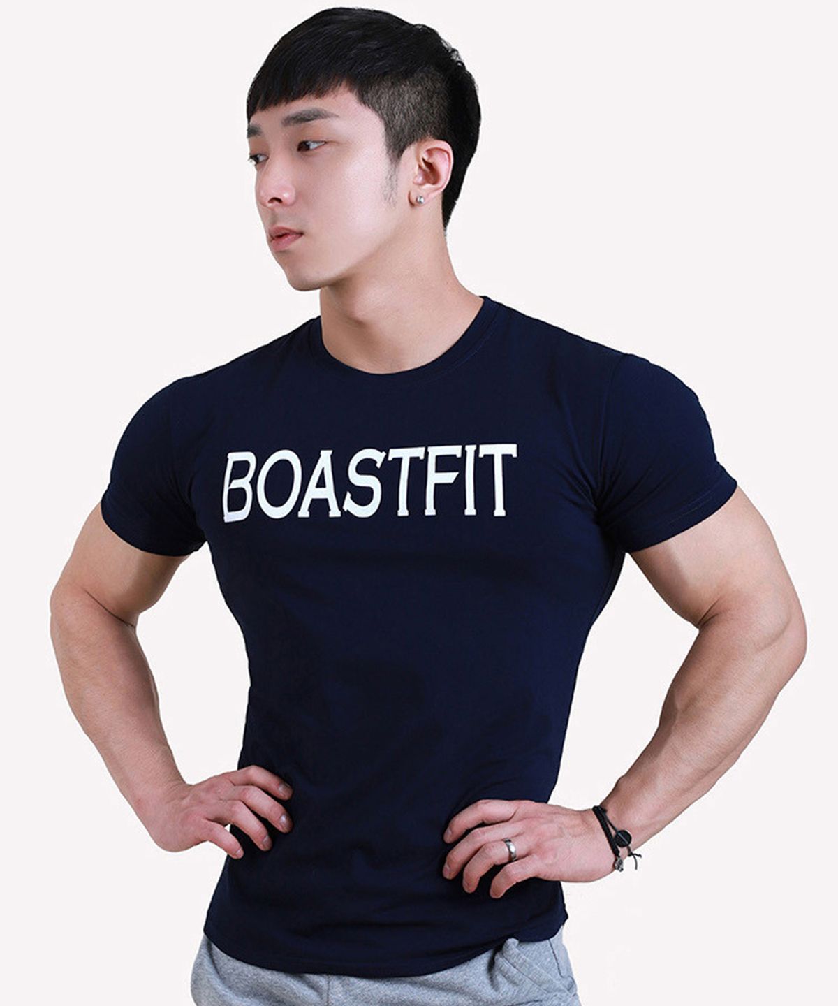 보스트핏(BOASTFIT) 기능성 트레이닝 반팔티셔츠 네이비