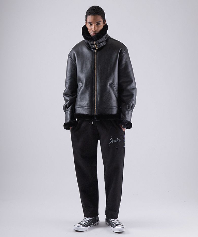 Artwork Cotton Relaxed Pants (BLACK)