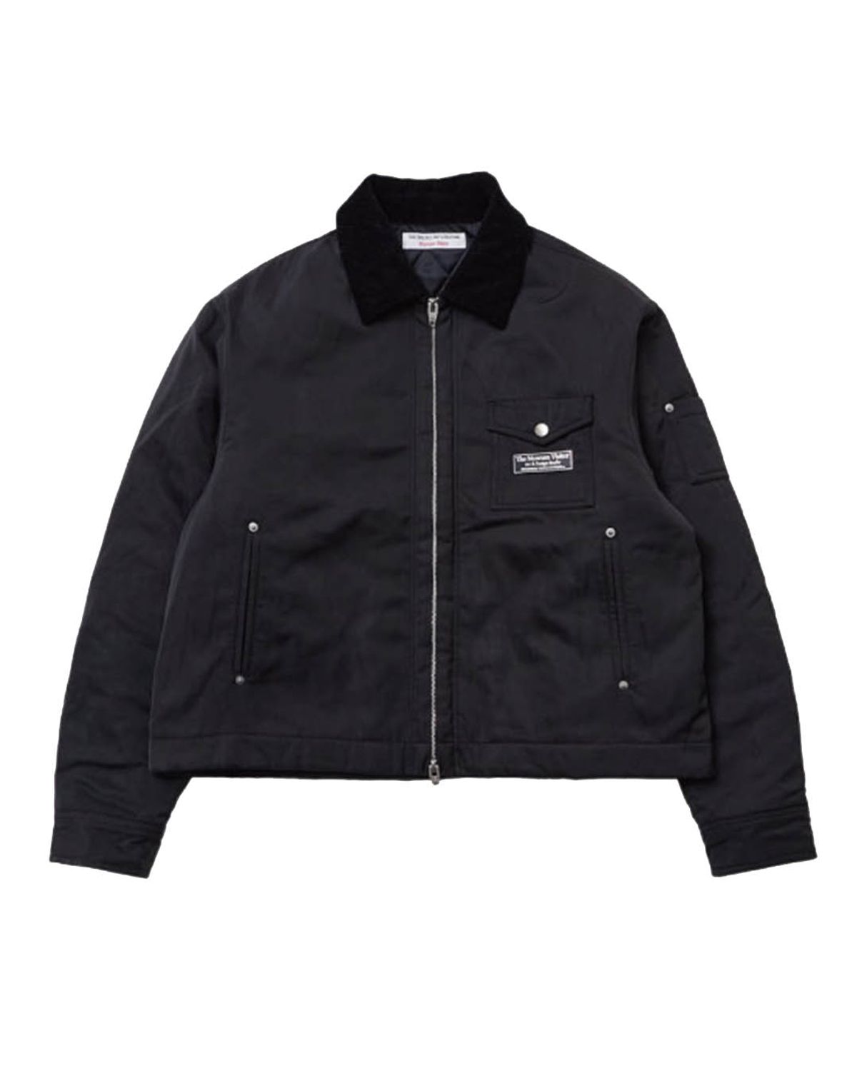 더뮤지엄비지터(THEMUSEUMVISITOR) CORDUROY COLLAR METAL LOGO JACKET (BLACK)