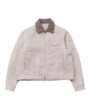 CORDUROY COLLAR METAL LOGO JACKET (IVORY)