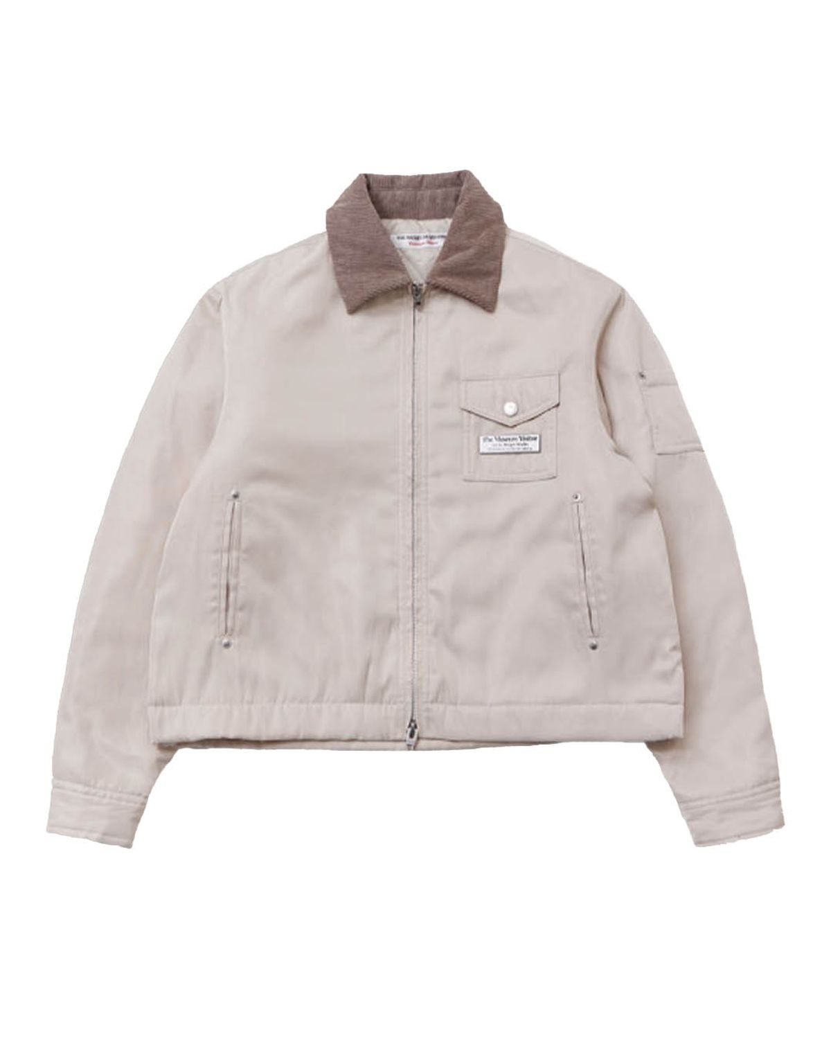 더뮤지엄비지터(THEMUSEUMVISITOR) CORDUROY COLLAR METAL LOGO JACKET (IVORY)