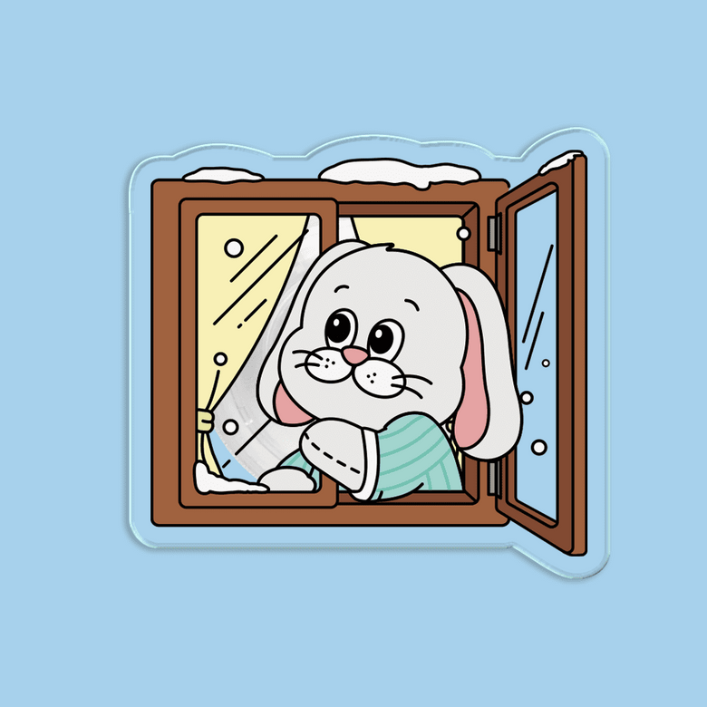 (아크릴 플라톡) 버니 눈 오는 날