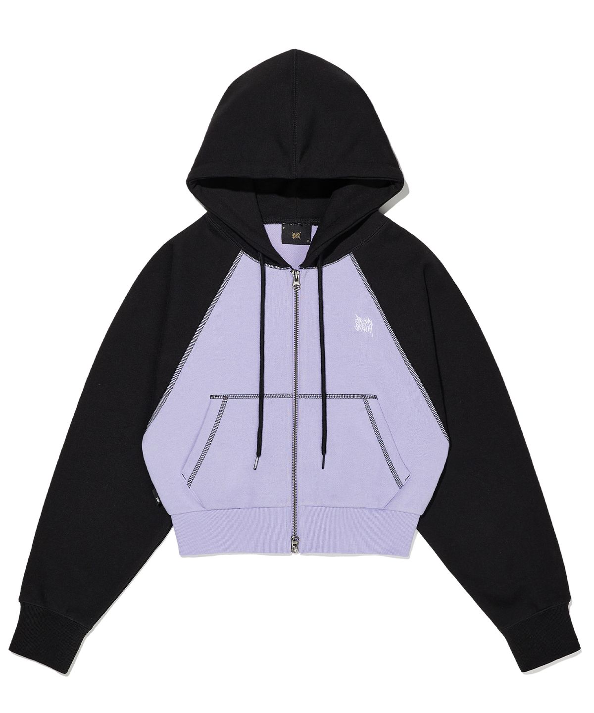 브라운브레스(BROWNBREATH) W RAGLAN STITCH HOOD ZIP UP - VIOLET