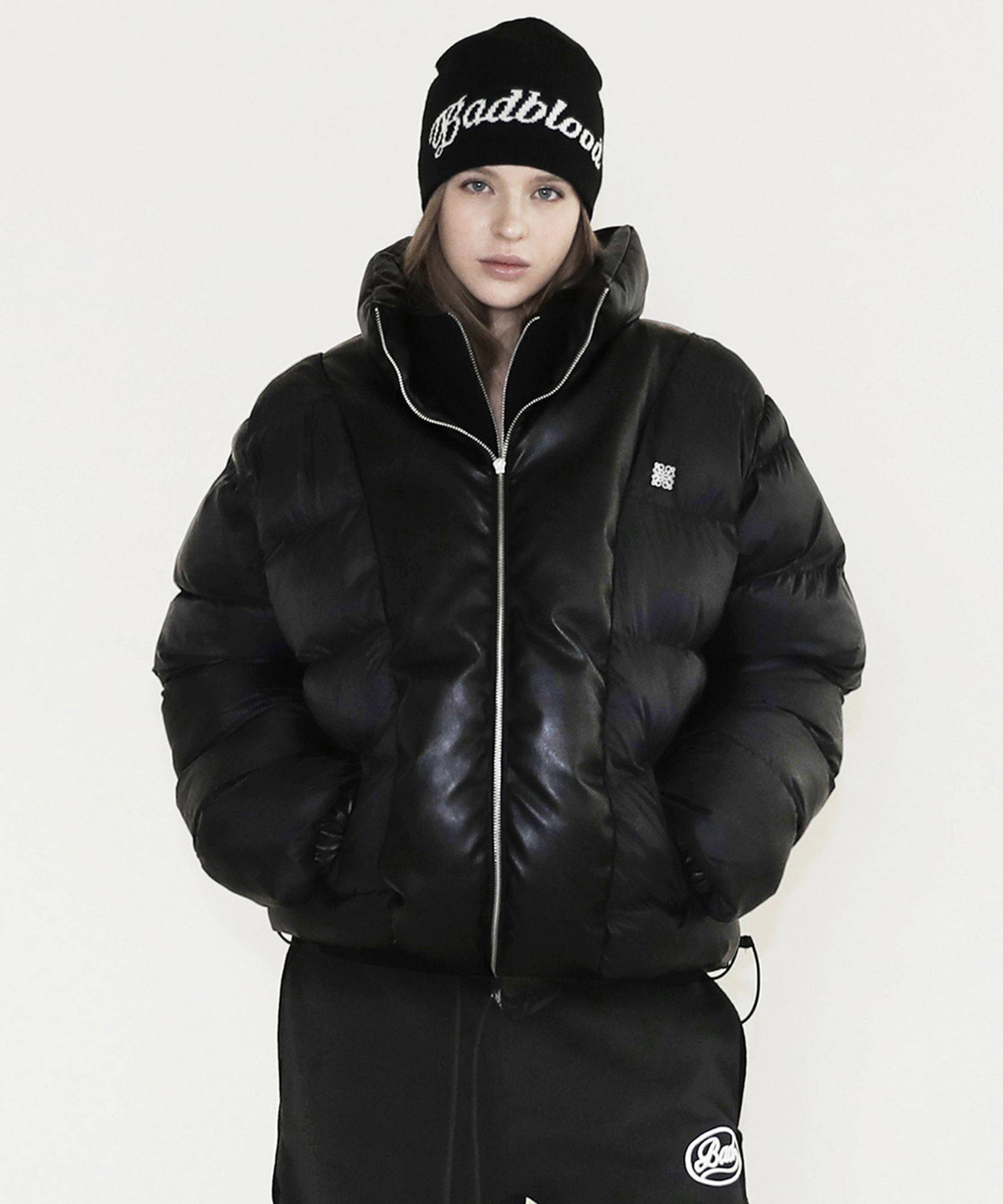 BADBLOOD★韓国 Dusky Reversible Puffer Jacket - Black Nylon MUSINSA | BADBLOOD Dusky reversible puffer jacket - black