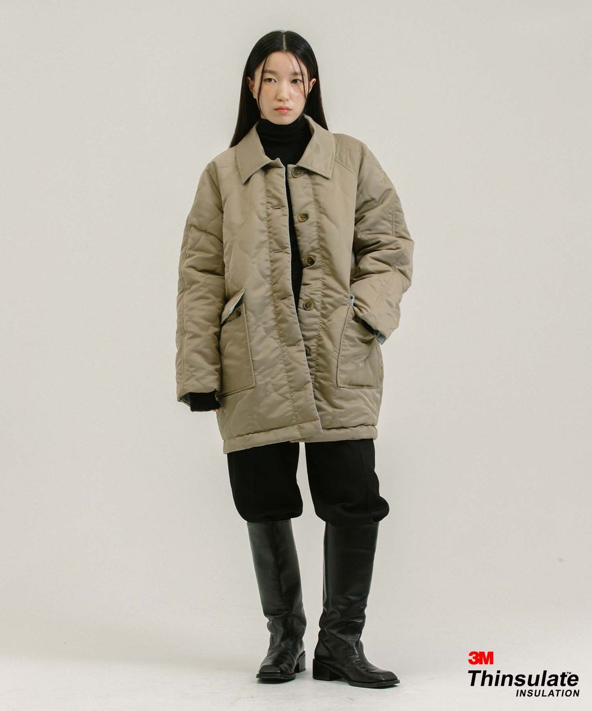 네벨에브리웨어(NEBELEVERYWEAR) 3m Thinsulate Reversible Padding Jacket_Beige+Ice blue