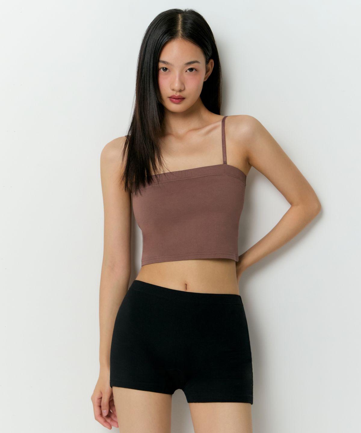 무신사 스탠다드 우먼(MUSINSA STANDARD WOMAN) 우먼즈 크롭 튜브 브라 탑 [레드 브라운]