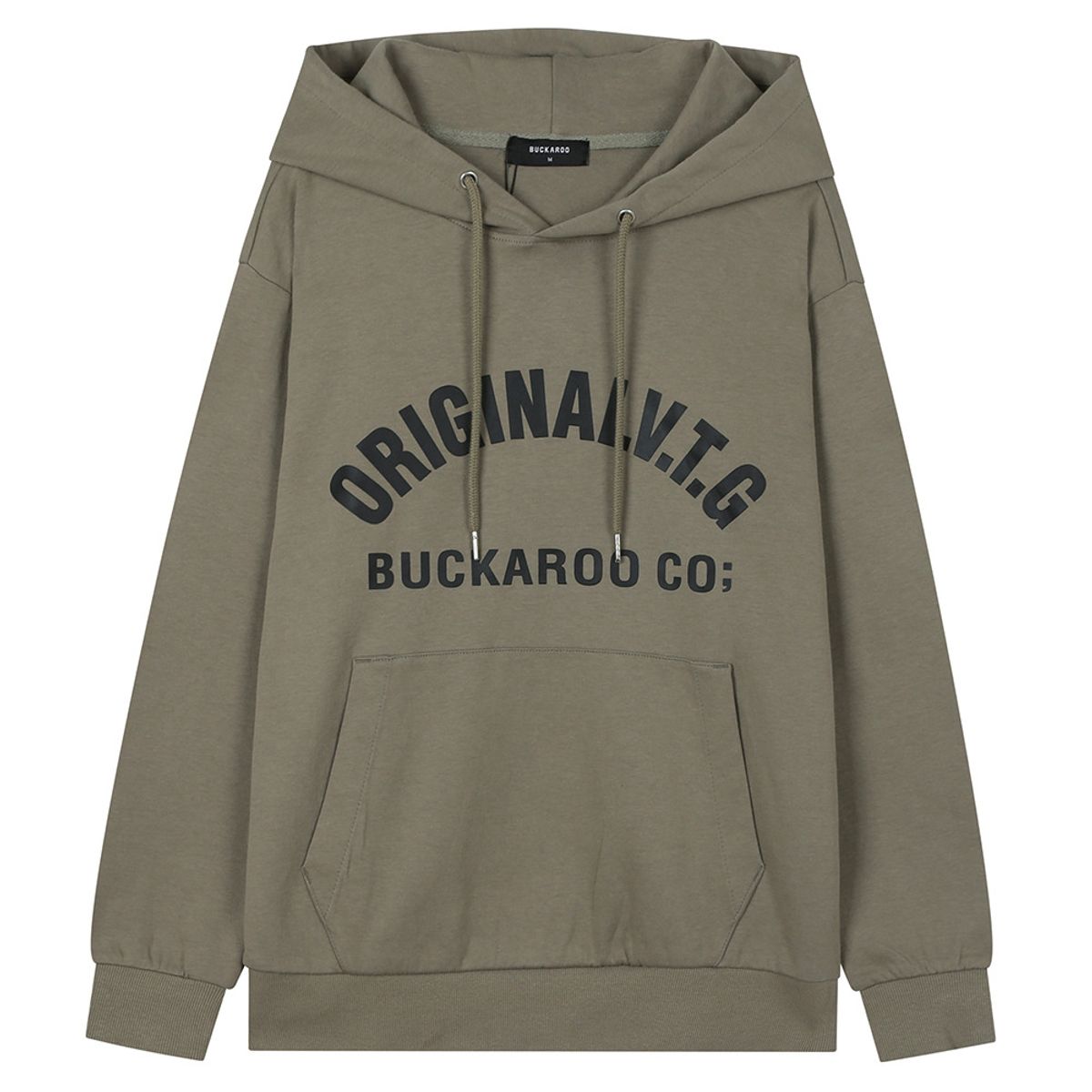 버커루(BUCKAROO) CP특양면 로고 후드티 카키 그레이