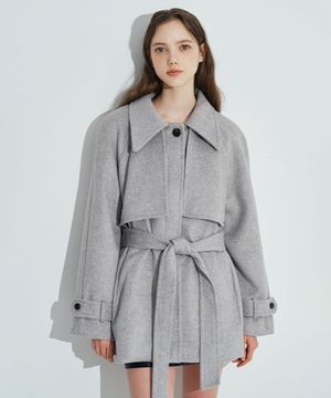 Wool Rich Half Coat [Gray]