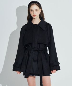 Wool Rich Half Coat [Black]