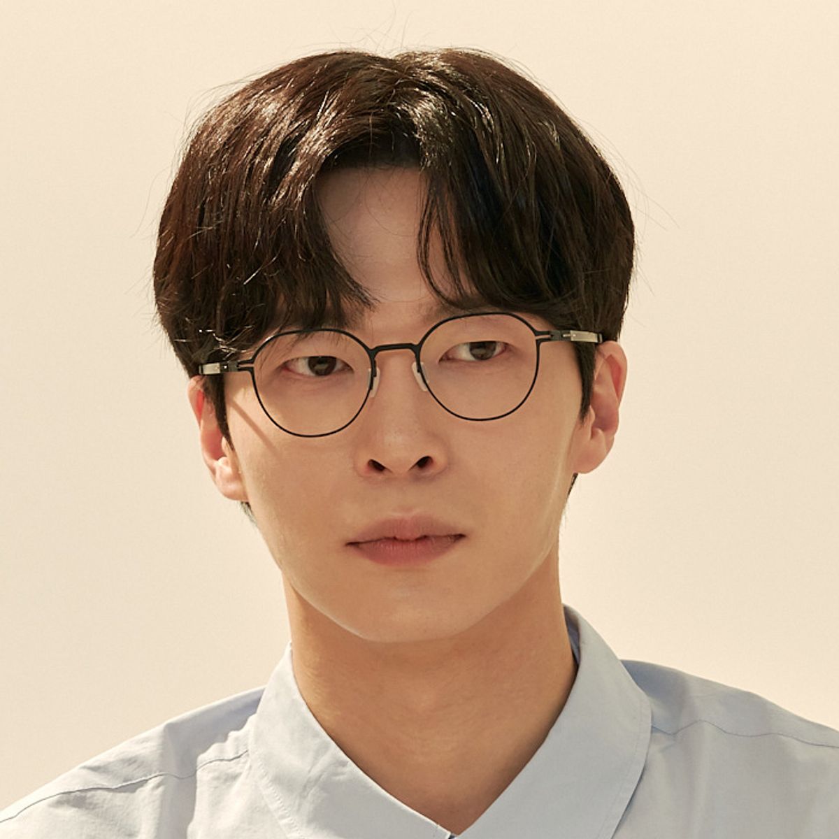 알로아이웨어(ALO EYEWEAR) [The air_flat] AL8305 0909M 초경량 세미오버 판토 라운드 블랙 안경테
