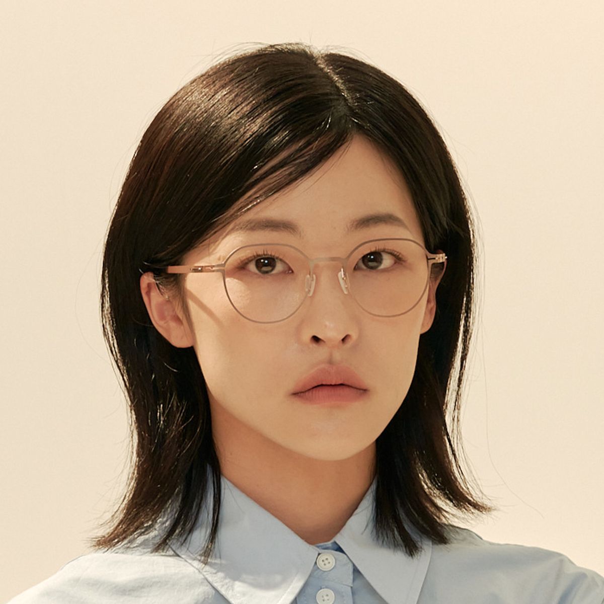 알로아이웨어(ALO EYEWEAR) [The air_flat] AL8305 1414M 초경량 세미오버 판토 라운드 골드 안경테