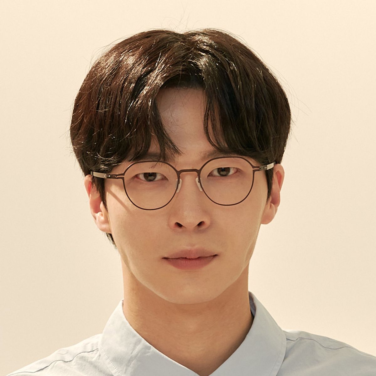 알로아이웨어(ALO EYEWEAR) [The air_flat] AL8305 1616M 초경량 세미오버 판토 라운드 브라운 안경테