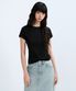 우먼즈 슬림 크루 넥 티셔츠 [블랙]