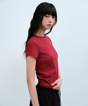 우먼즈 슬림 크루 넥 티셔츠 [칠리 레드]