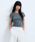 우먼즈 리브드 피그먼트 슬림 티셔츠 [피콕 블루]