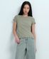우먼즈 리브드 피그먼트 슬림 티셔츠 [세이지]