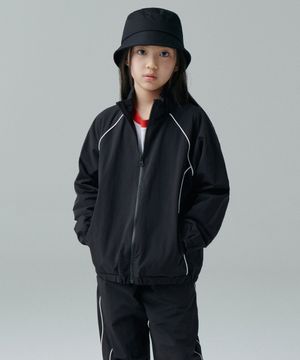 파이핑 라인 오버사이즈 트랙 재킷 [블랙]