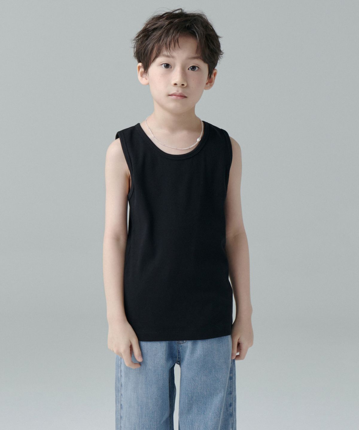 무신사 스탠다드 키즈(MUSINSA STANDARD KIDS) 에센셜 탱크 탑 [블랙]