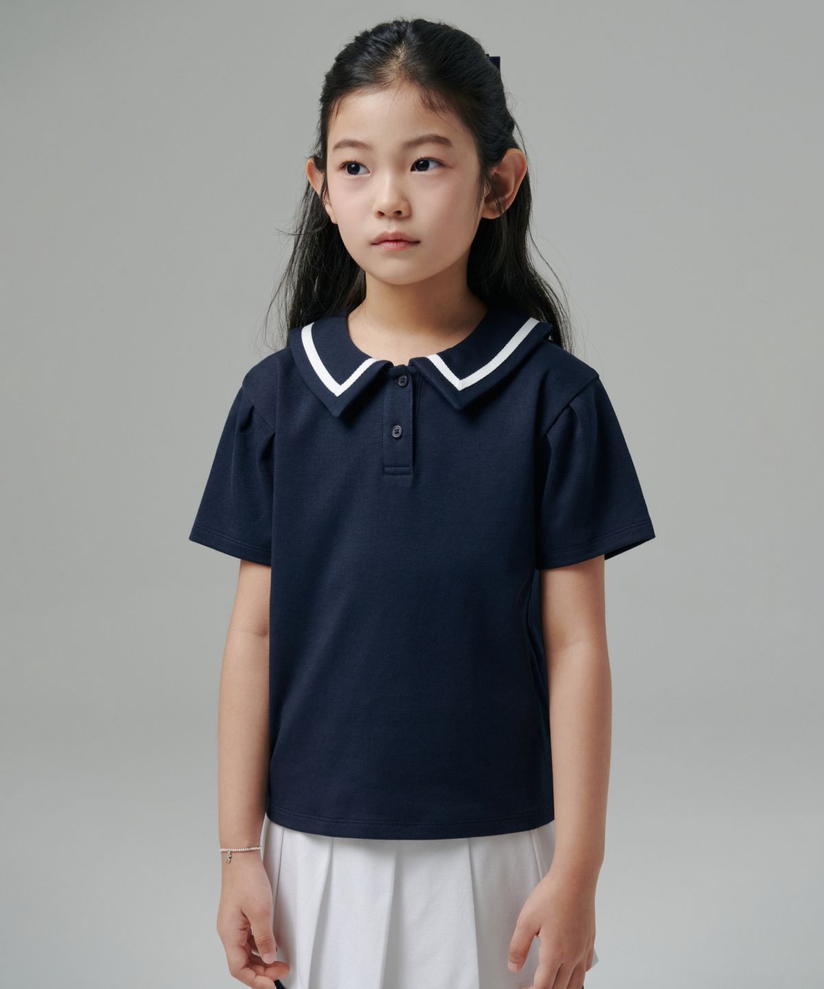 무신사 스탠다드 키즈(MUSINSA STANDARD KIDS) 세일러 칼라 티셔츠 [네이비]