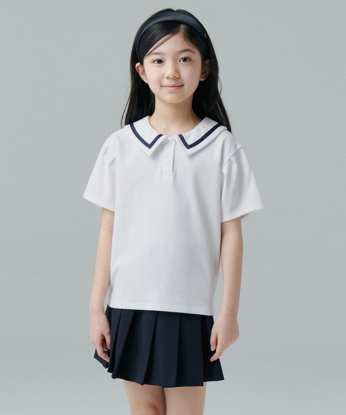 무신사 스탠다드 키즈(MUSINSA STANDARD KIDS) 세일러 칼라 티셔츠 [화이트]