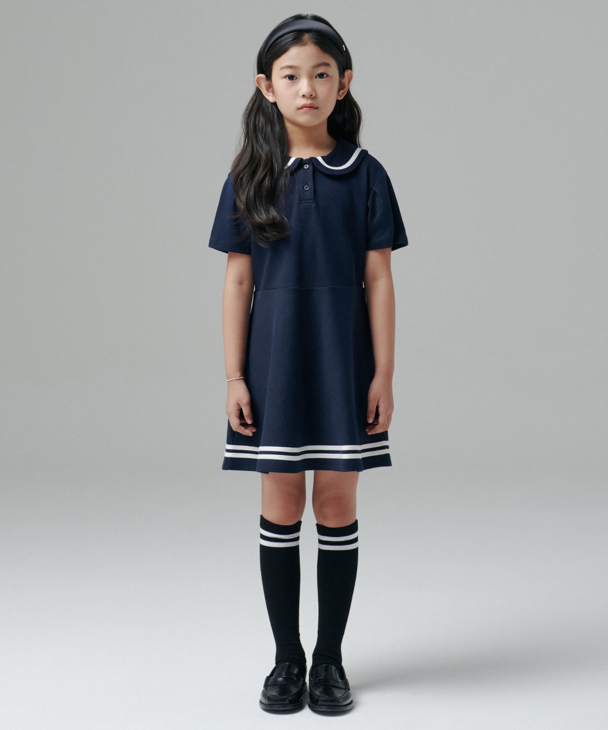 무신사 스탠다드 키즈(MUSINSA STANDARD KIDS) 세일러 저지 드레스 [네이비]