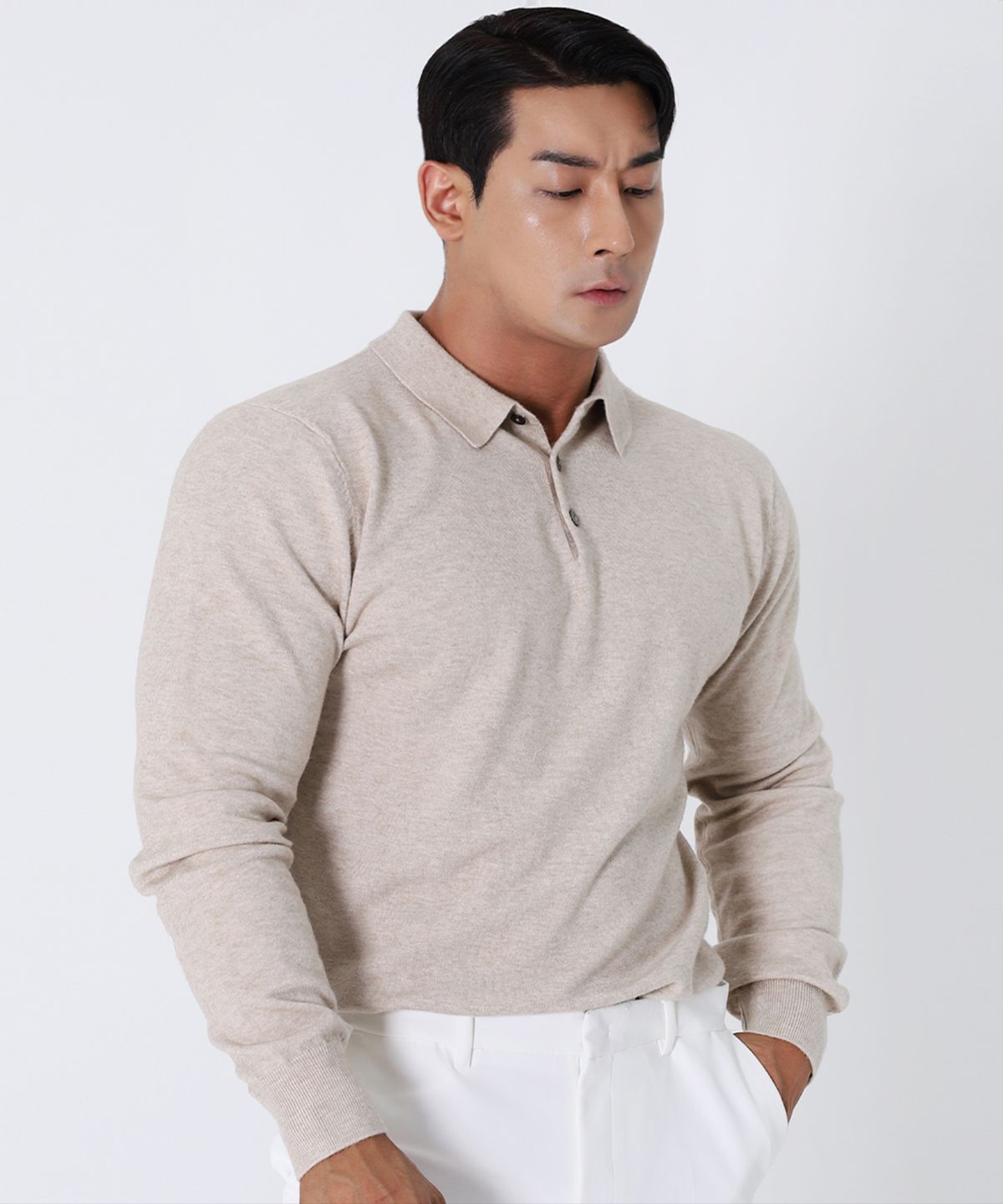 보스트핏(BOASTFIT) 2pack 부드러운 머슬핏 카라넥 긴팔니트