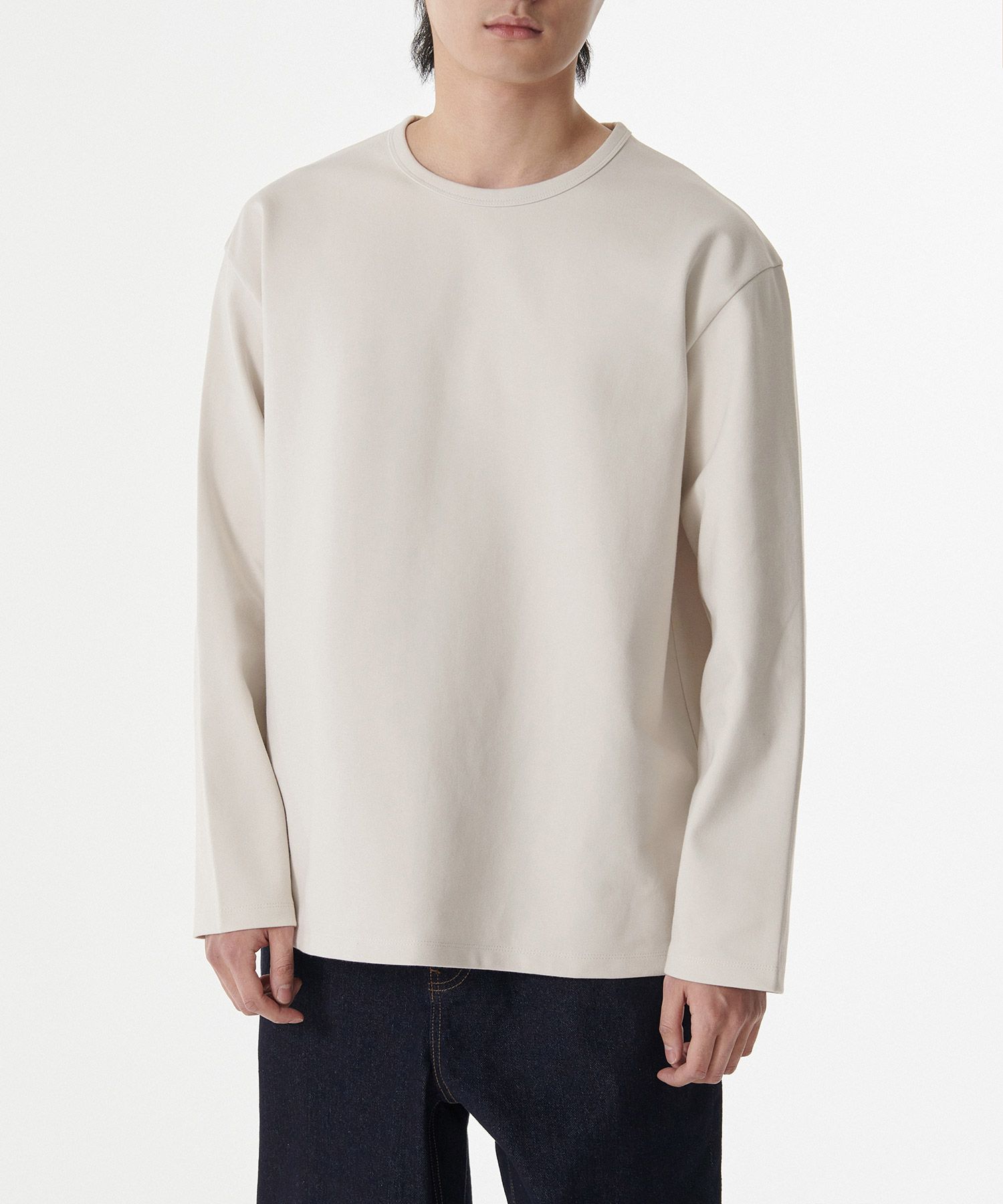 Tシャツ・カットソー *MUSINSA STANDARD* Ponte Crew Neck Long Sleeve T-Shirt Dark MUSINSA | MUSINSA STANDARD Heavy Ponte Relaxed Crew Neck