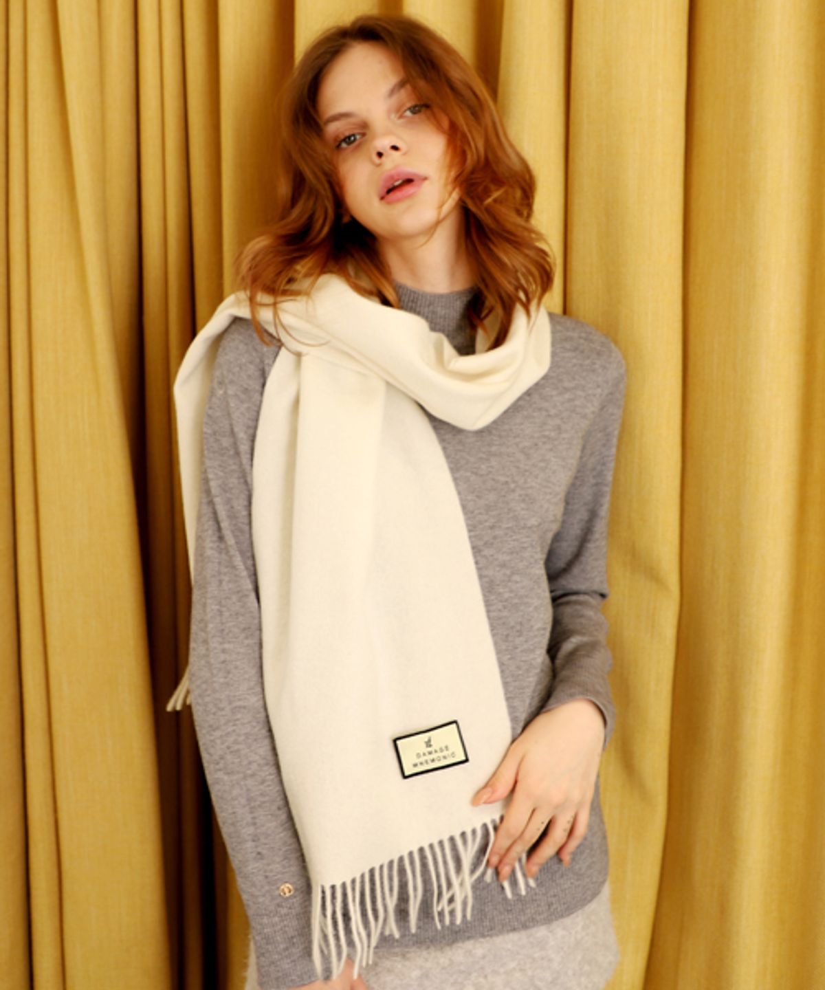 데미지니모닉(DAMAGE MNEMONIC) 울100 아이보리 머플러 _ Wool 100 Ivory Muffler
