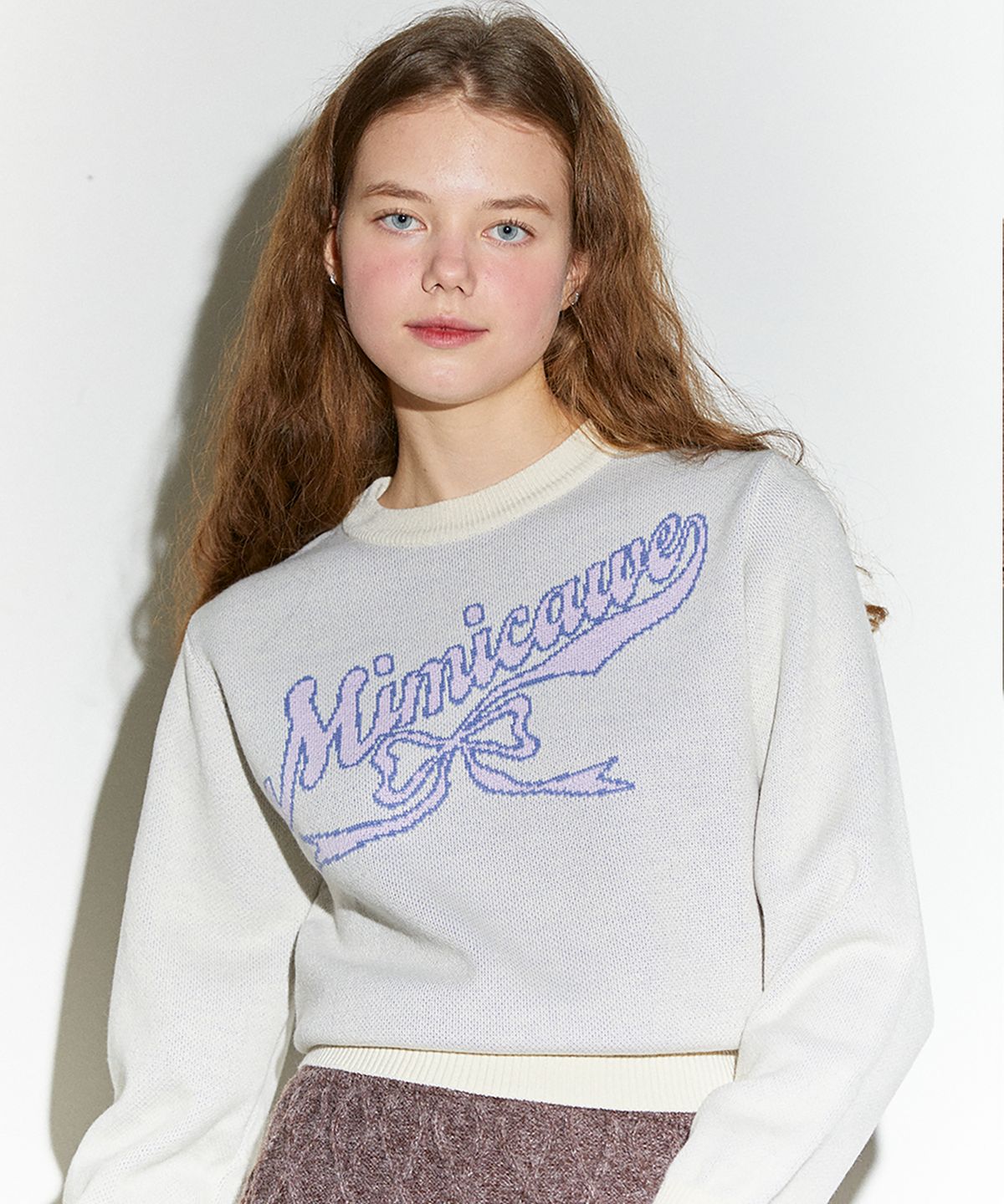 미미카위(MIMICAWE) RIBBON ROUND PULLOVER/IVORY