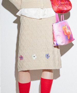 POPPY EMBROIDERY SKIRT/CREAM