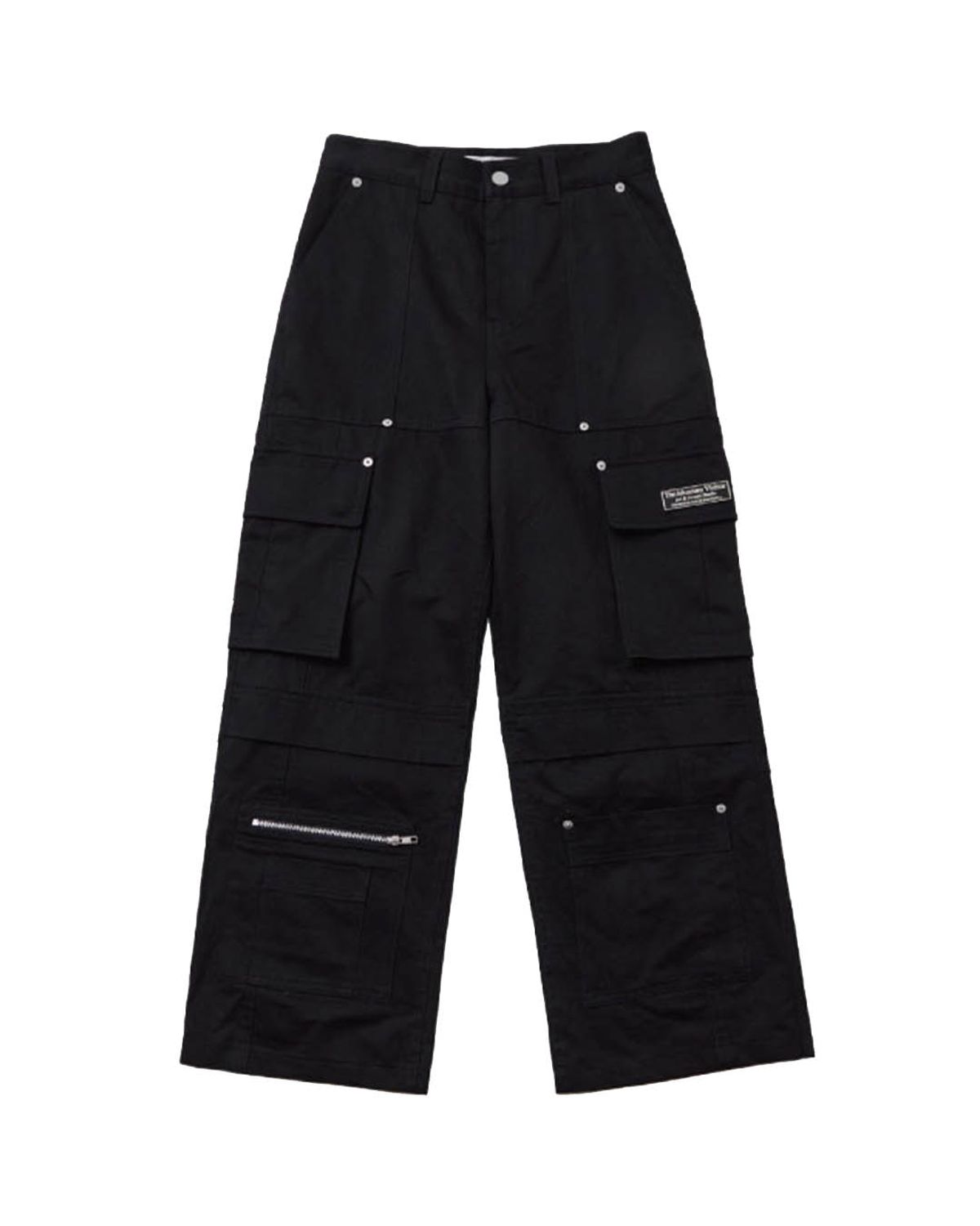더뮤지엄비지터(THEMUSEUMVISITOR) METAL LOGO CARGO PANTS (BLACK)