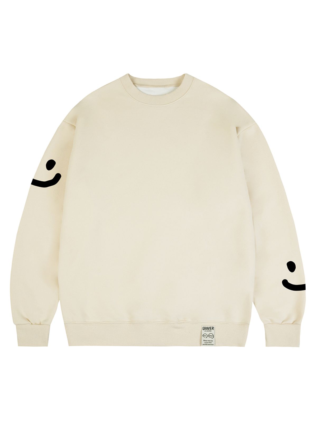 그레이버(GRAVER) [UNISEX]멀티 스마일 드로잉 맨투맨_크림/블랙 로고