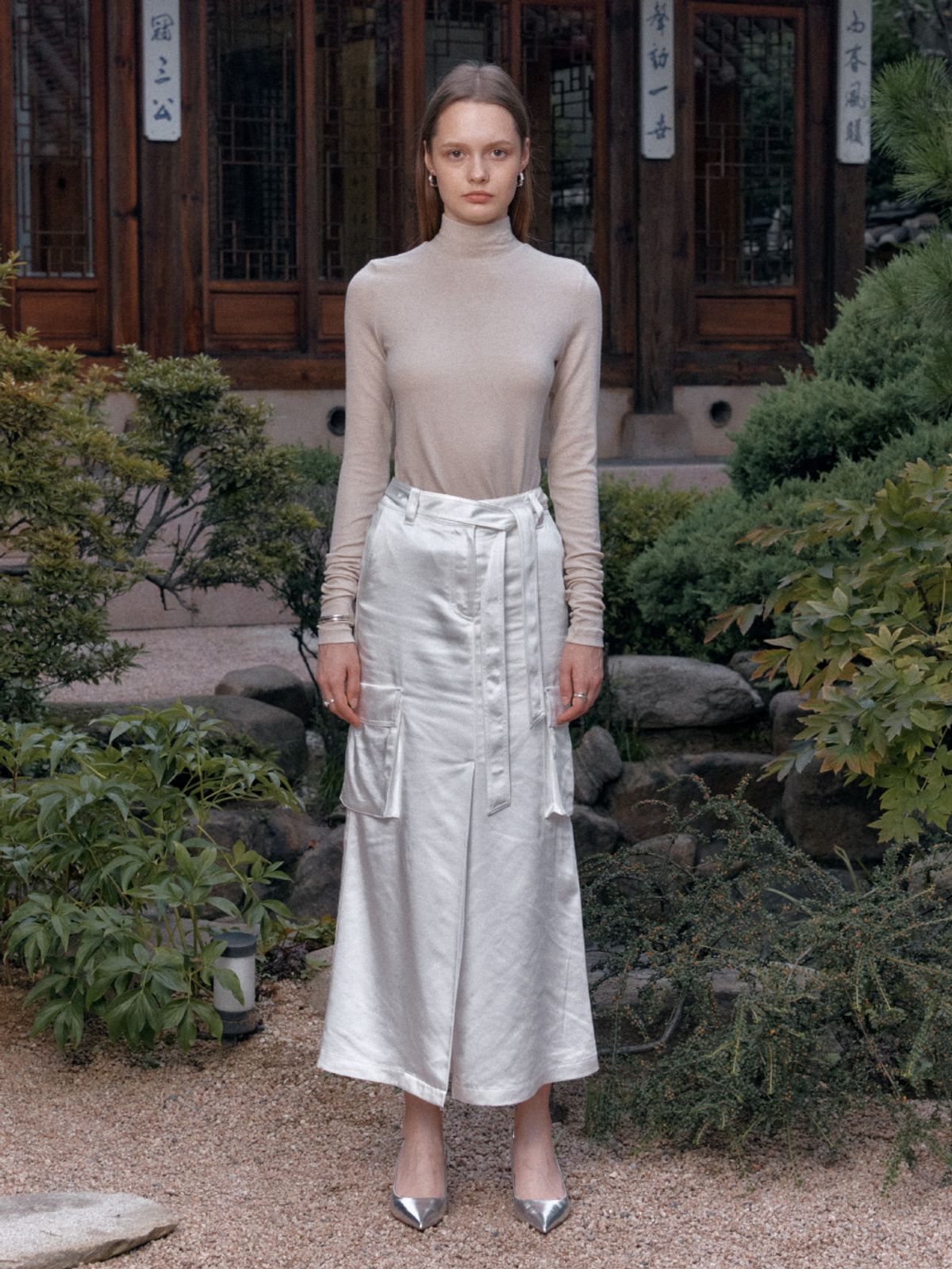 뮤제(MUSEE) SIENNA Wool-Blend Turtleneck Top-Beige