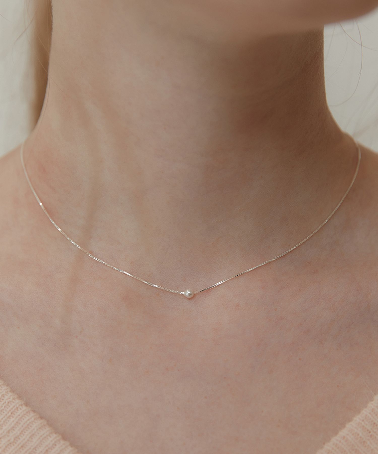 【TATIANA】(Silver925) Only Pearl Box Chain Necklace MUSINSA | TATIANA (Silver 925) Only Pearl Box Chain Necklace