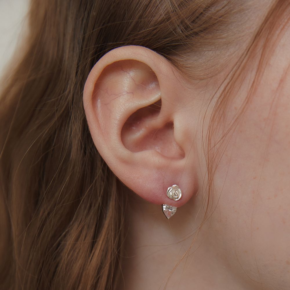 ●TATIANA● Silver 925 Moissanite Ear Jacket Earrings DE0004 MUSINSA | TATIANA (Silver 925) Shining Rose Ear Jacket