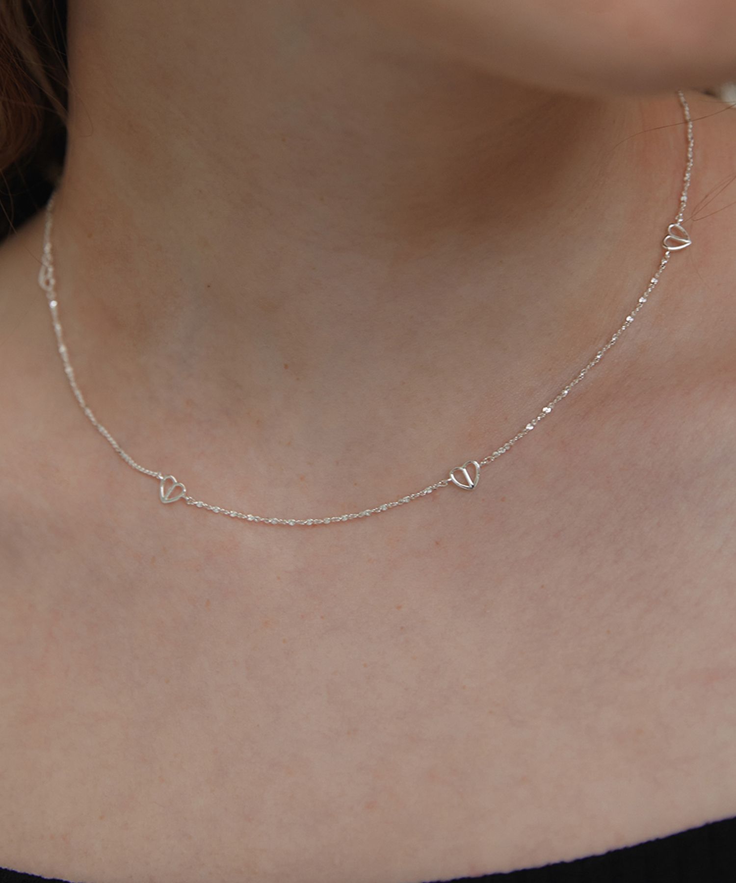 MUSINSA | TATIANA (Silver 925) Half and Half Heart Chain