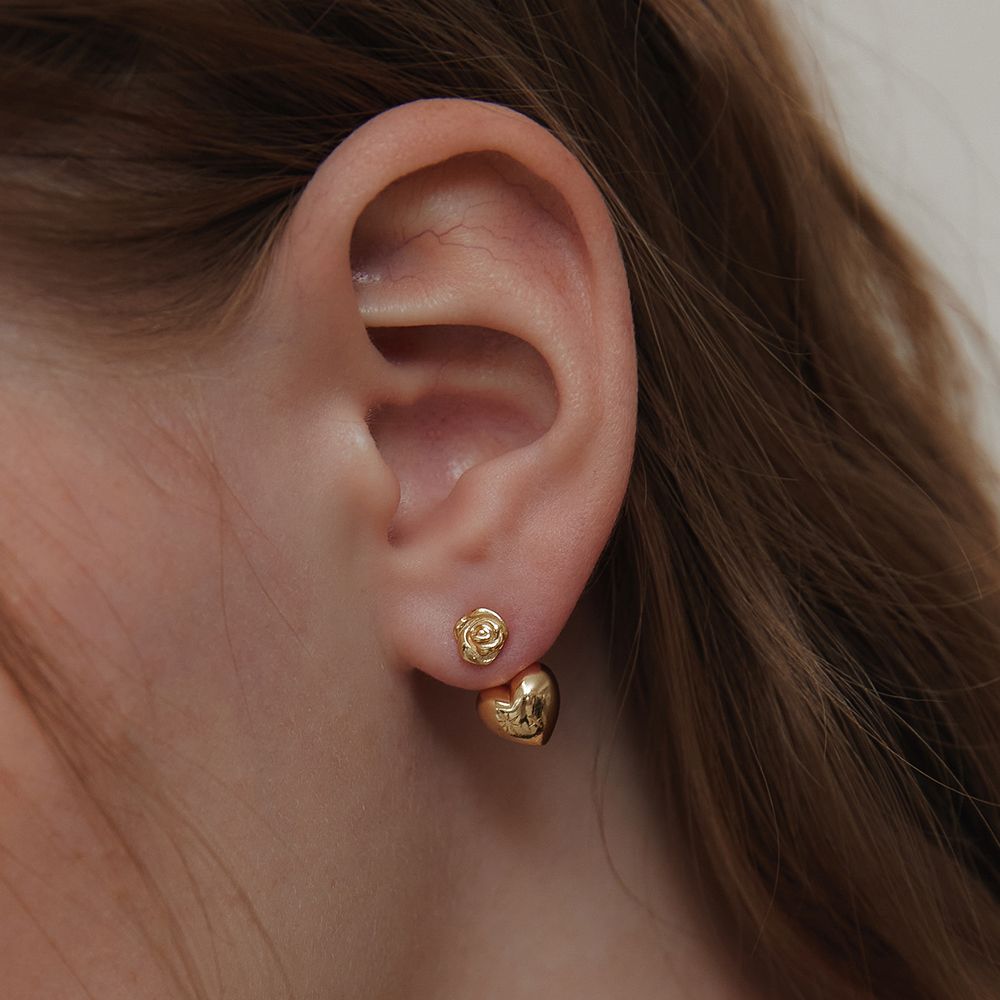 TATIANA☆[Silver925]Moissanite Ear Jacket Earring MUSINSA | TATIANA (Silver 925) Rose and Heart Ear Jacket