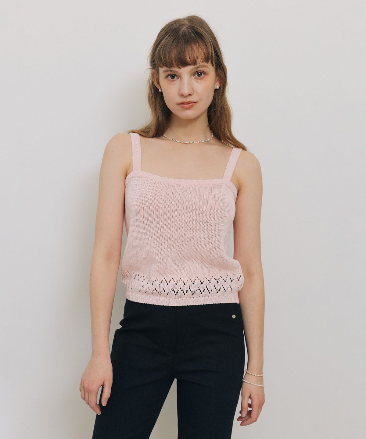 튜드먼트(TTUDEMENT) PUNCHING SLEEVELESS KNIT TOP PINK