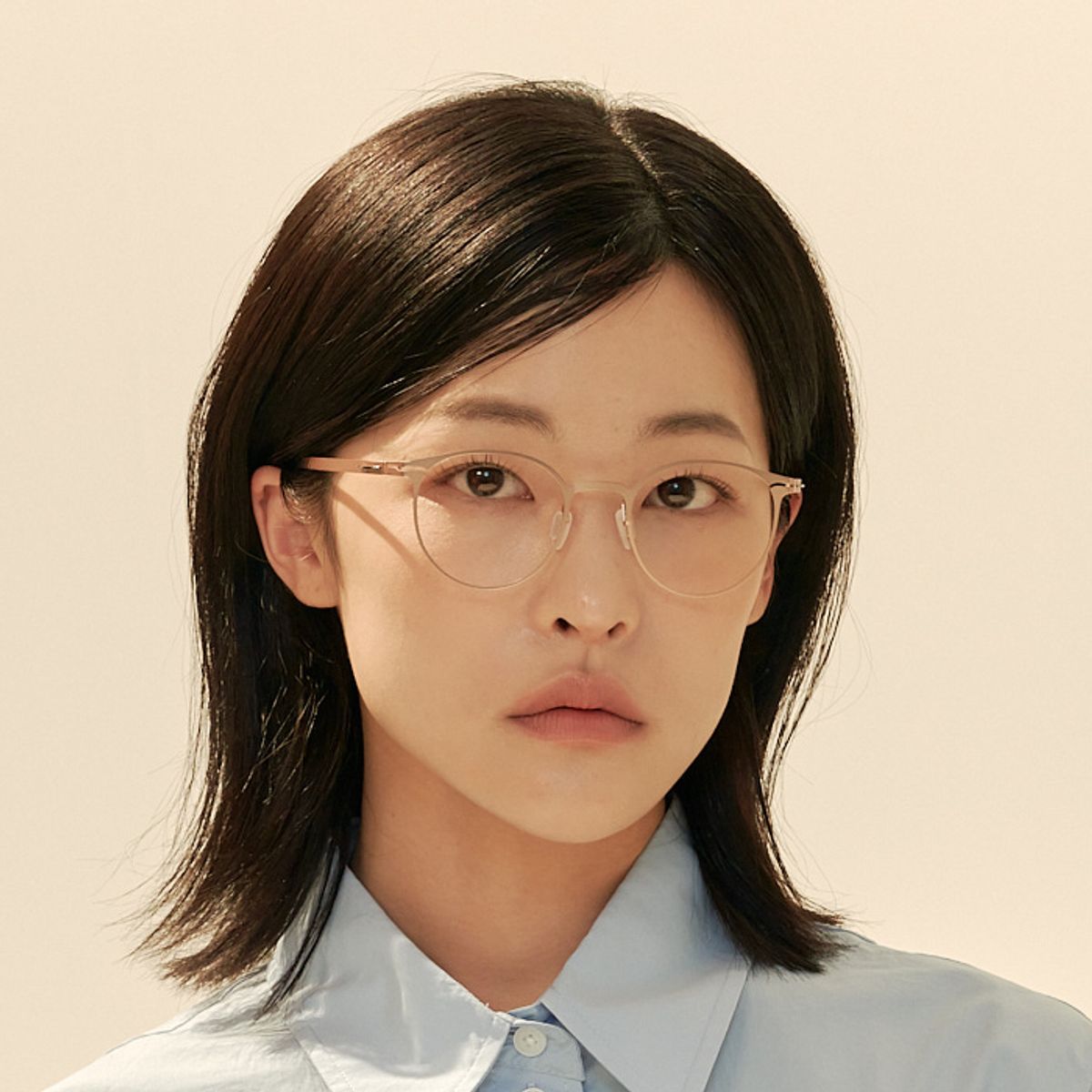 알로아이웨어(ALO EYEWEAR) [The air_flat] AL8304 1414M 초경량 세미오버 라운드 골드 안경테