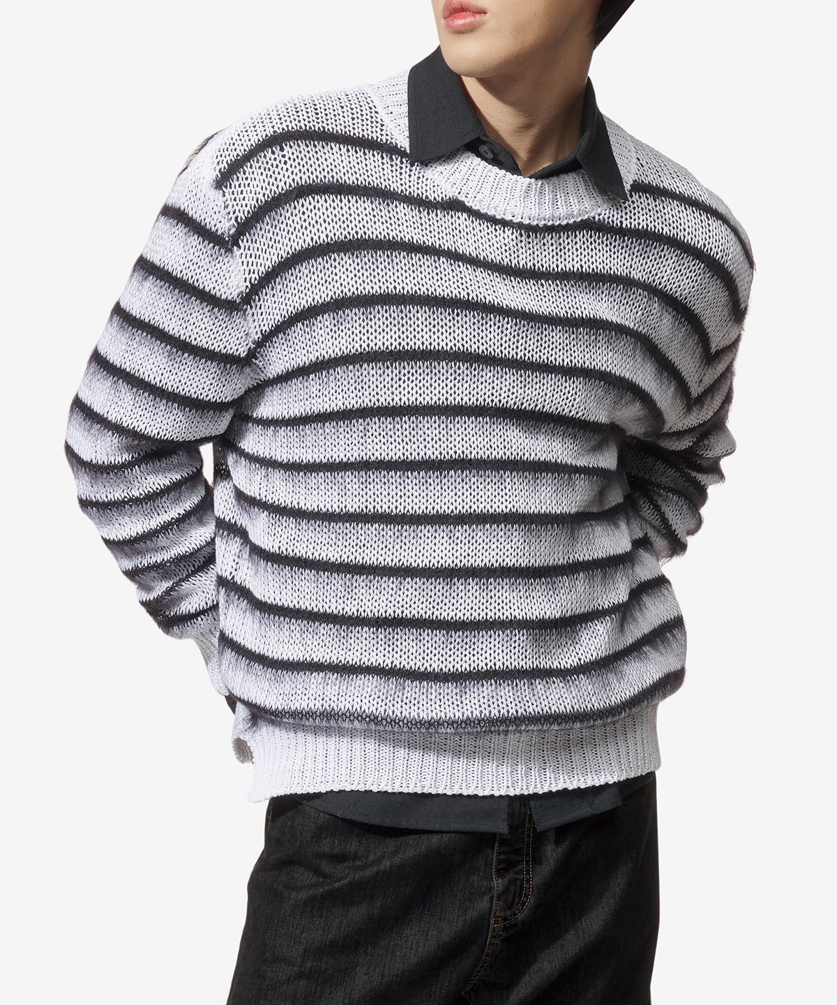 마르니(MARNI) 브러쉬드 스트라이프 니트 - 릴리 화이트 / GCMG0381Q0UFCB21RGW01