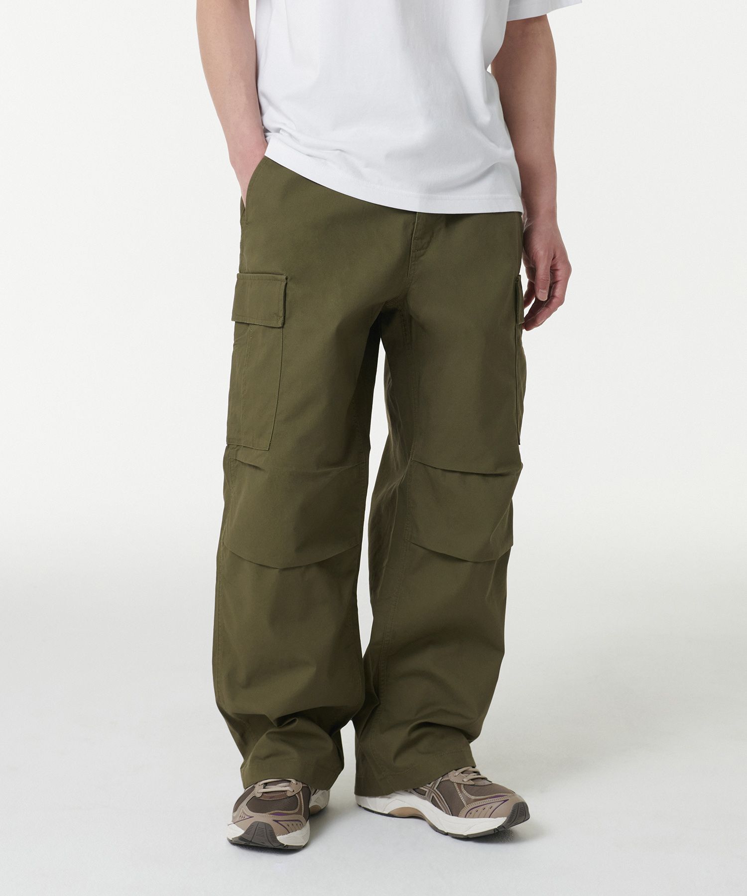 【BAON】[unisex] Muni Wide Banding Cargo Pants Austin 01Mid Straight Cargo Pants Grey MADLADY
