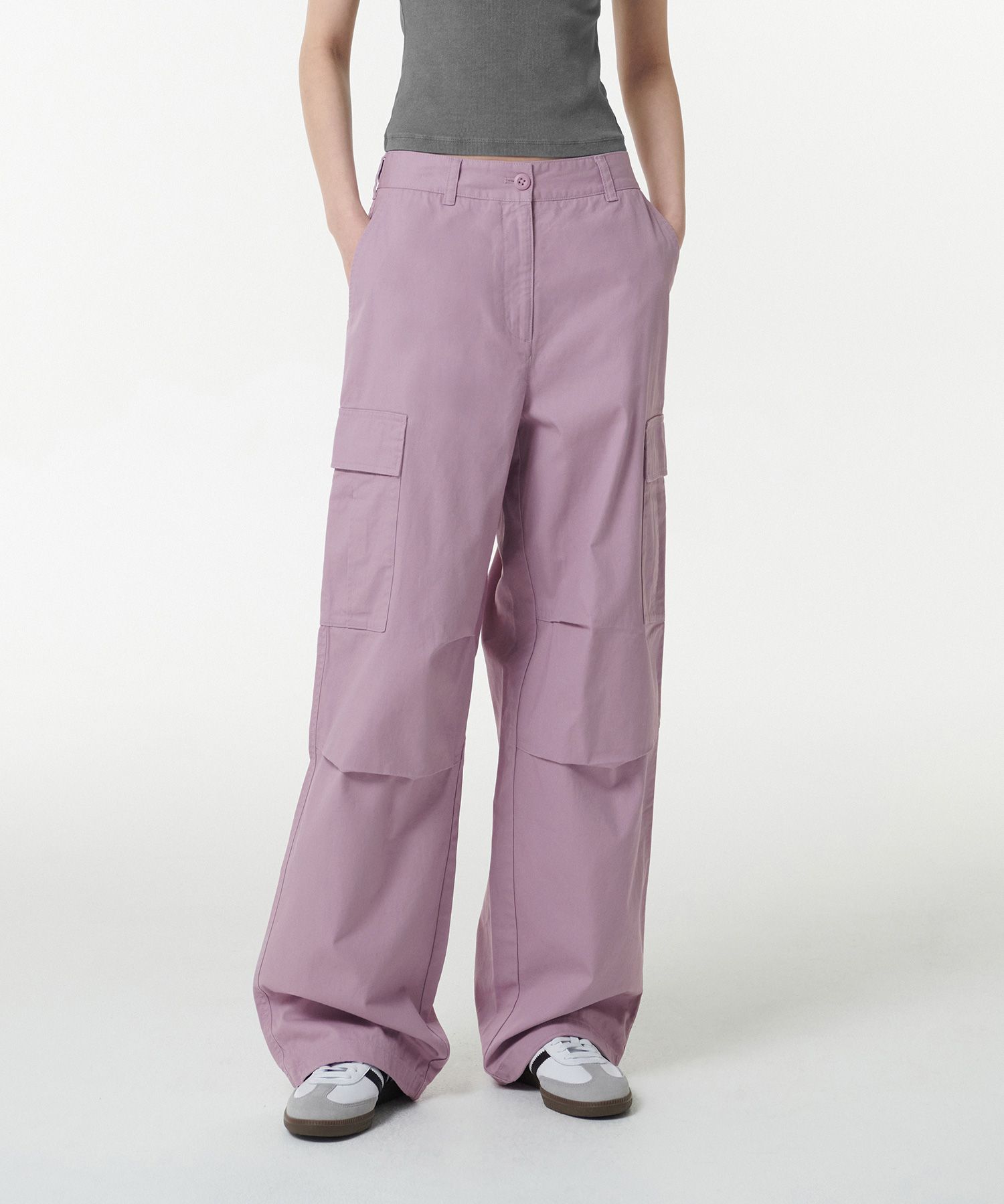 Womens Wide Cargo Pants [Dusty Pink]