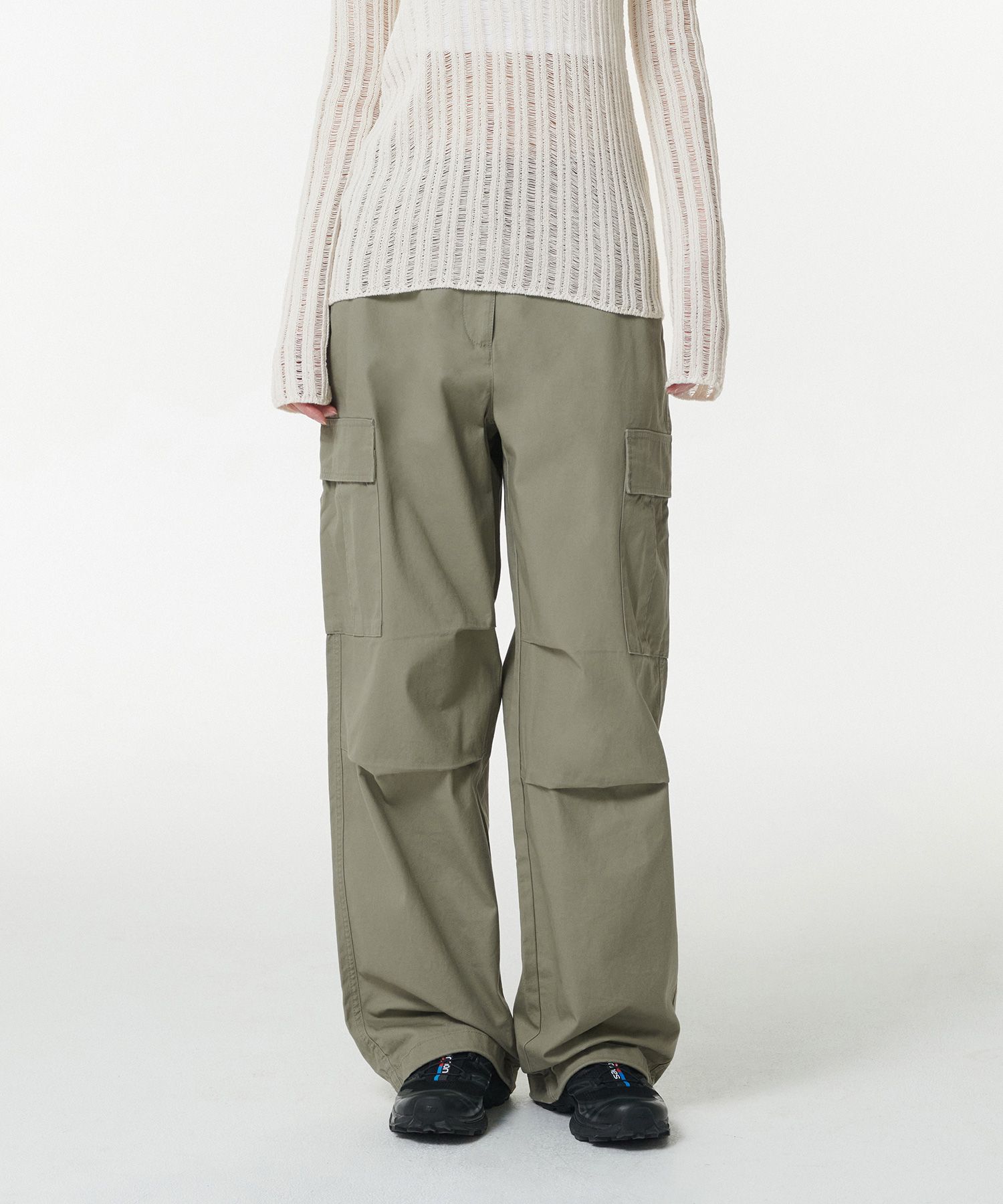 Women's Wide Cargo Pants in Sage