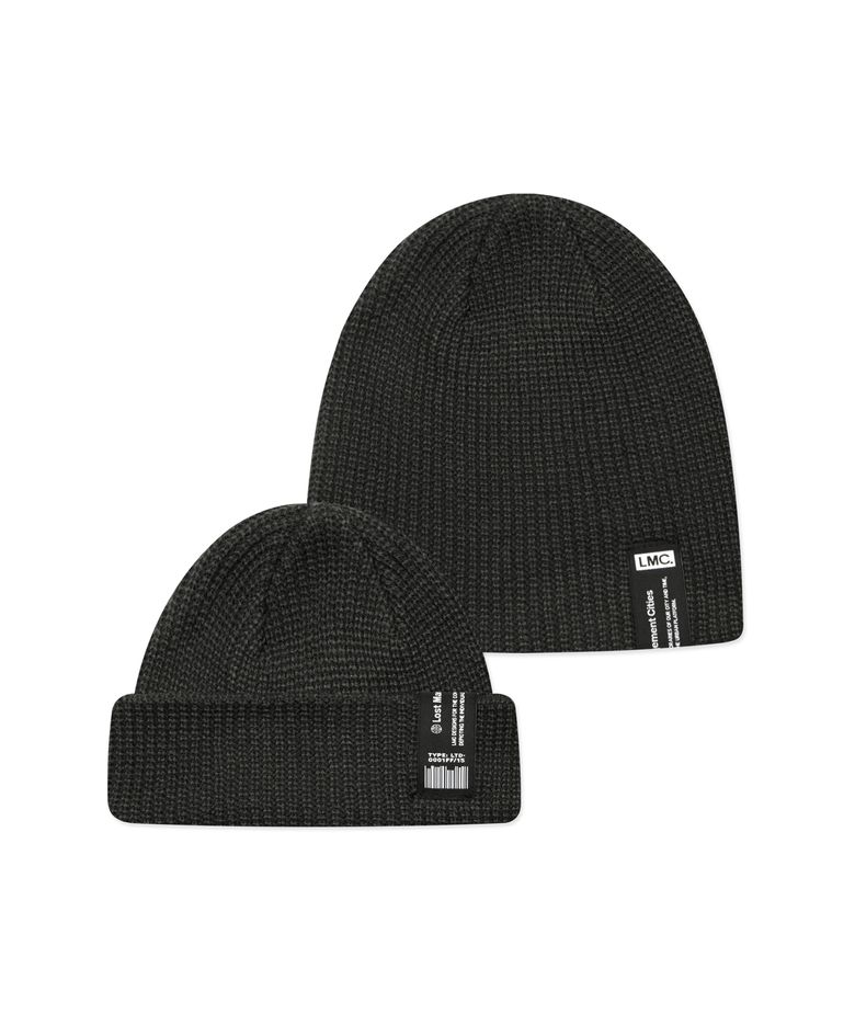 LABEL SHORT BEANIE charcoal