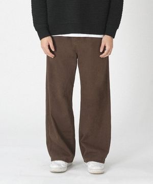데일리 베이직 와이드 코튼 팬츠 브라운
