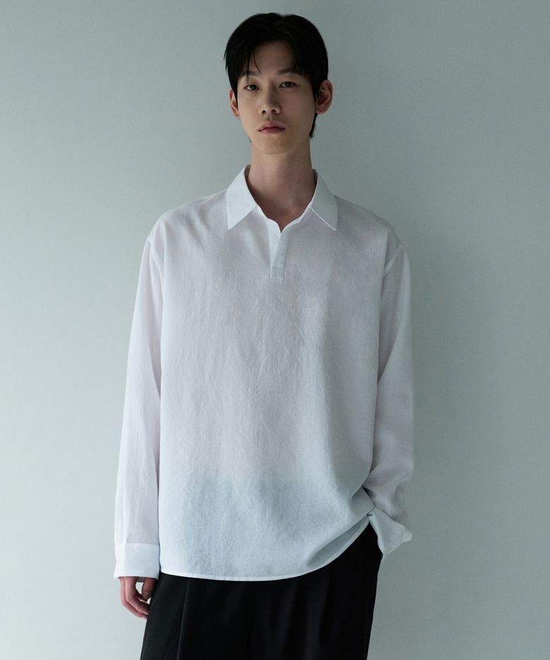 릴렉스드 린넨 라이크 튜닉 셔츠 [화이트]