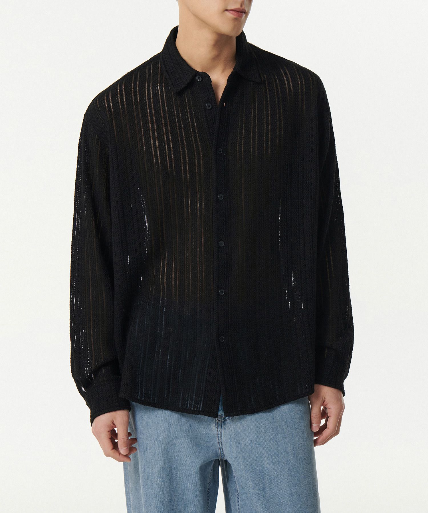 ★MUSINSA STANDARD★ Relaxed Crochet Short Sleeve Shirt Blac MUSINSA | MUSINSA STANDARD Relaxed Crochet Short Sleeve